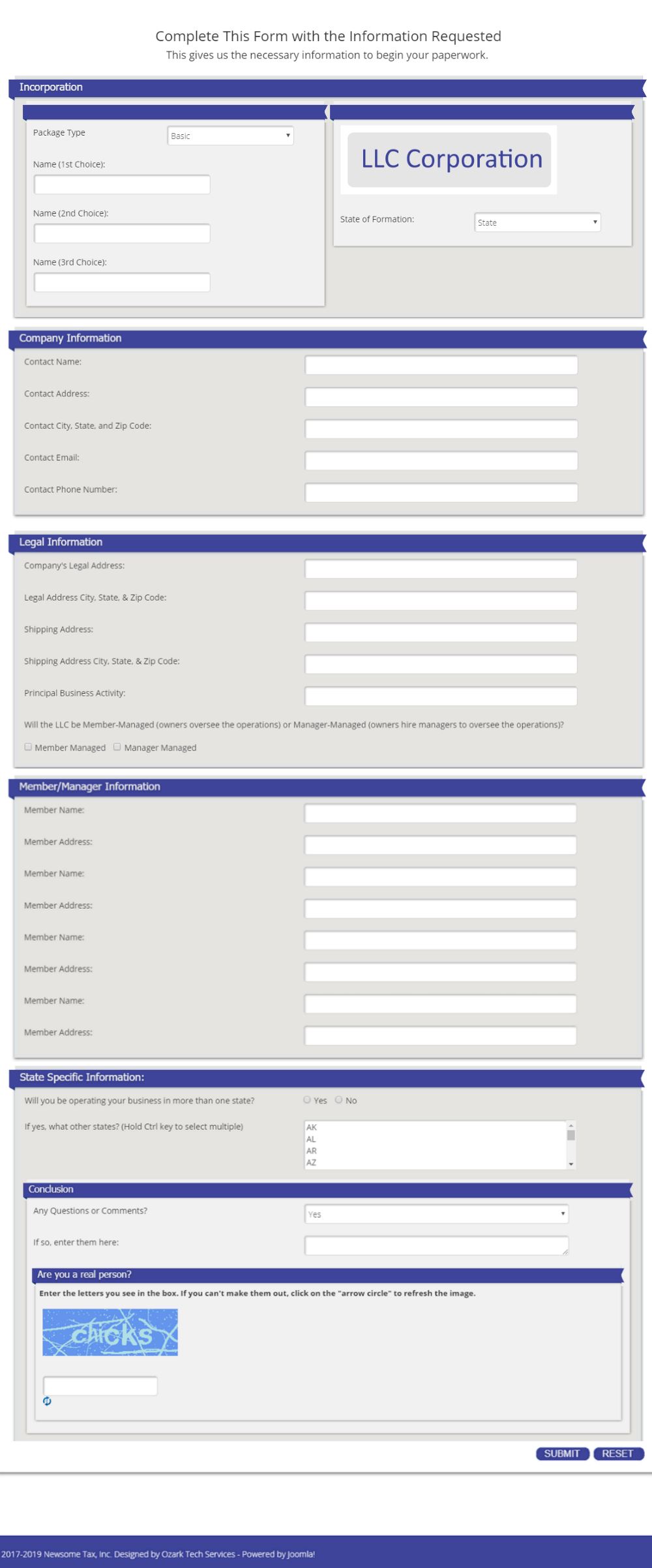 LLC Corporation Form