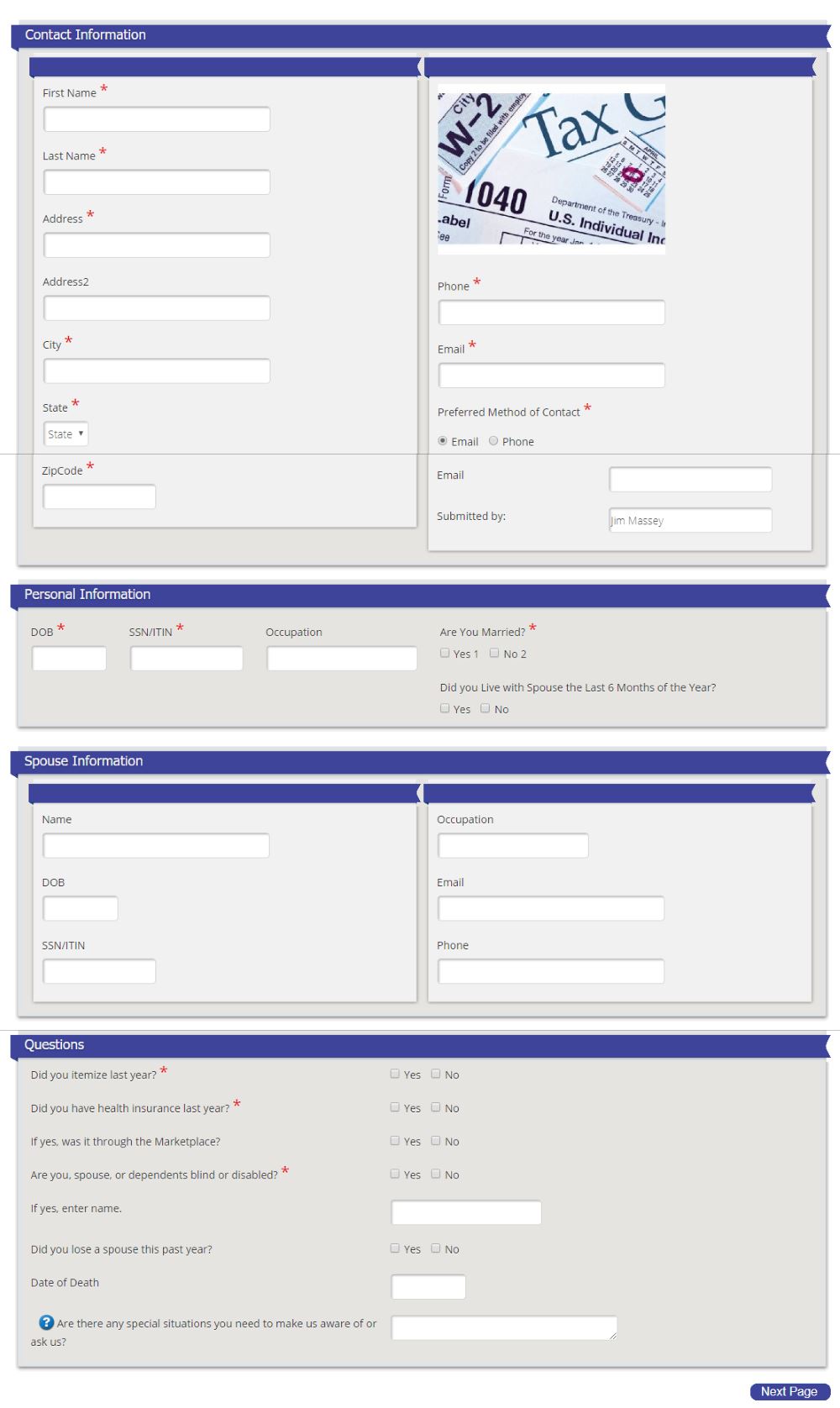 Online Tax Submission Form Tax Submission Form - Filer